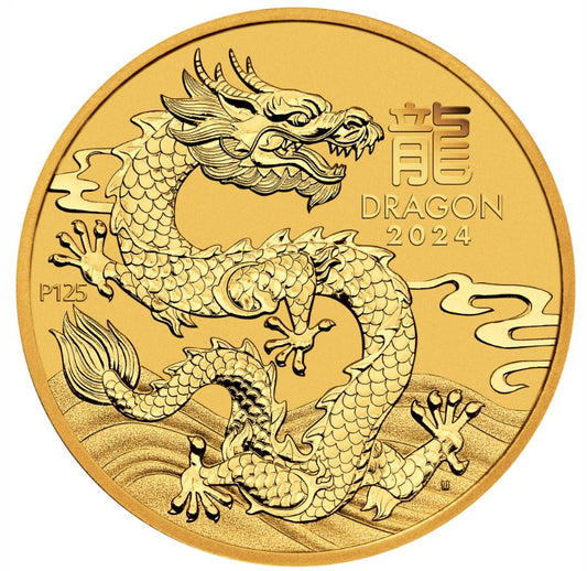 Perth Mint 2024 Lunar Dragon Gold 1/10oz Coin